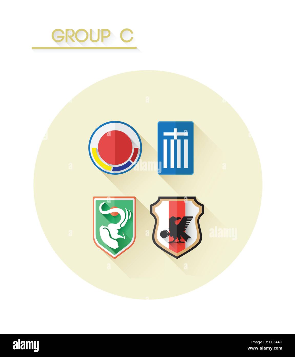 Group c with country crests Stock Vector