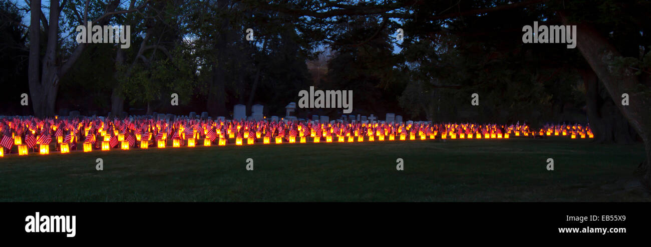 Gettysburg, PA, USA - November 15, 2014 : 12th Annual Luminary Ceremony at Soldiers Cemetery Stock Photo