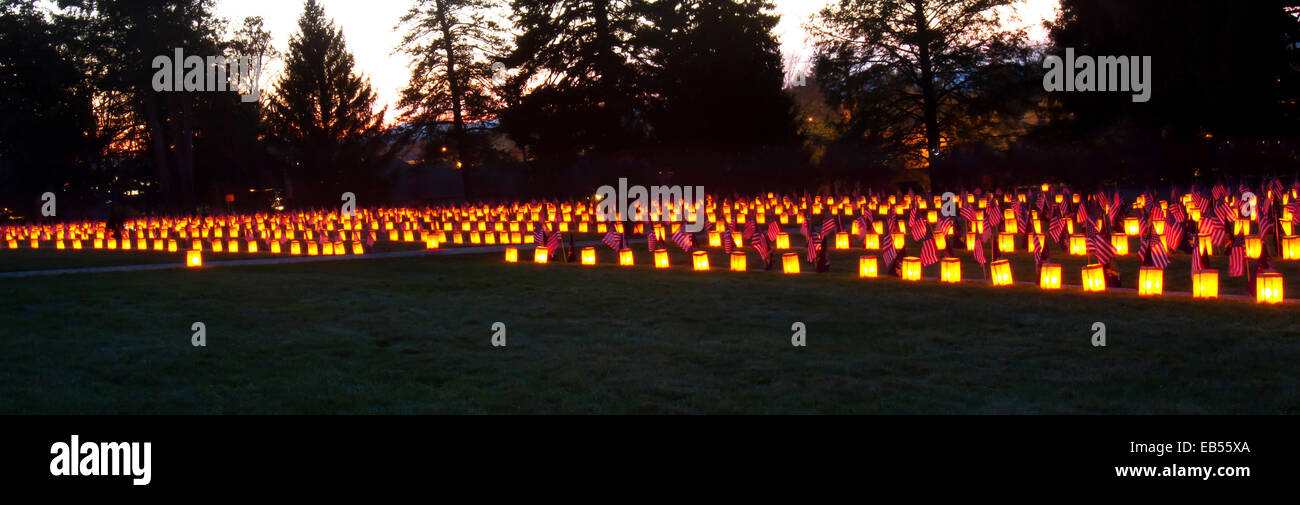 Gettysburg, PA, USA - November 15, 2014 : 12th Annual Luminary Ceremony at Soldiers Cemetery Stock Photo