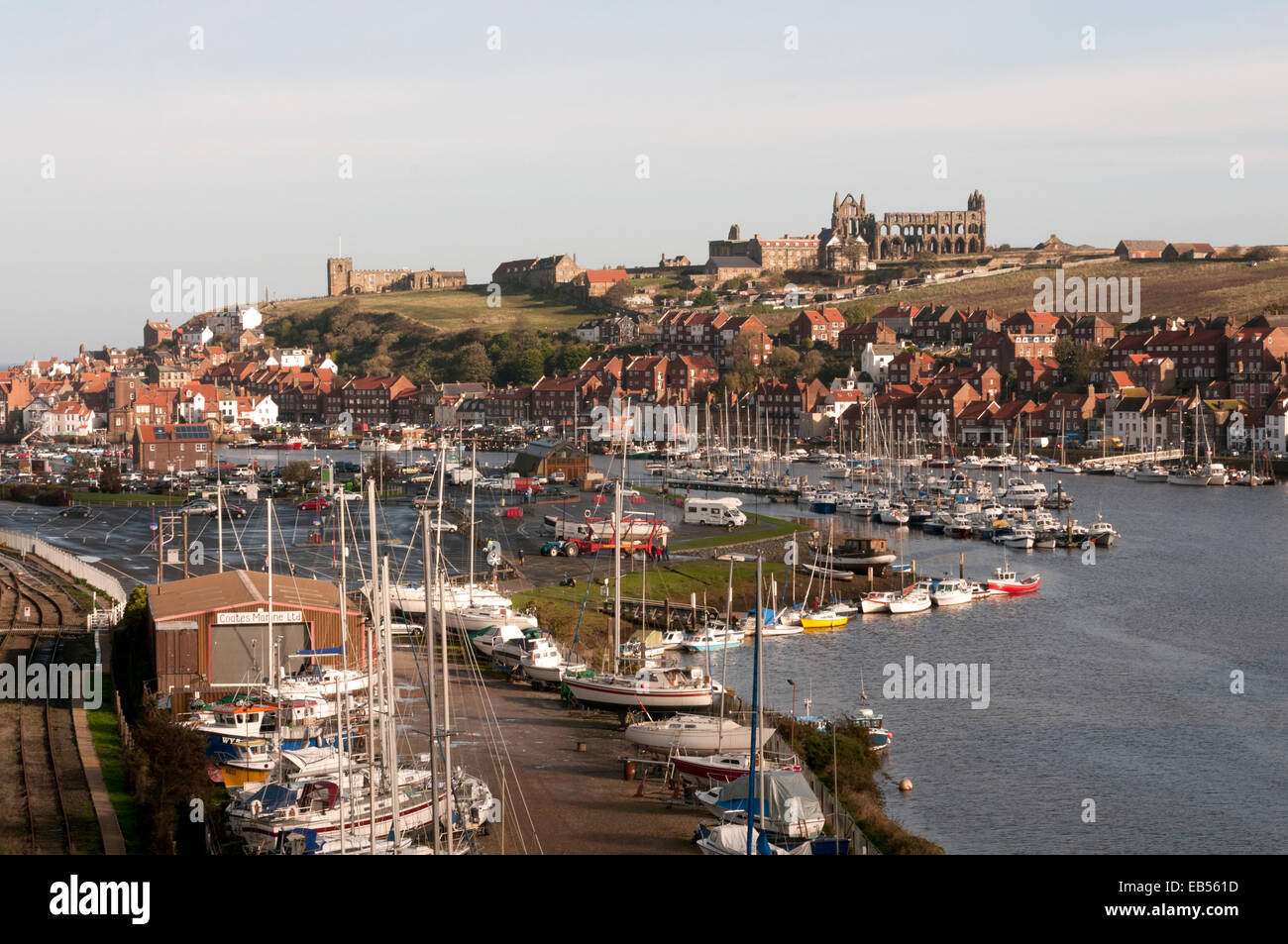 Whitby North Yorkshire with the Abbey and St Marys Church Stock Photo