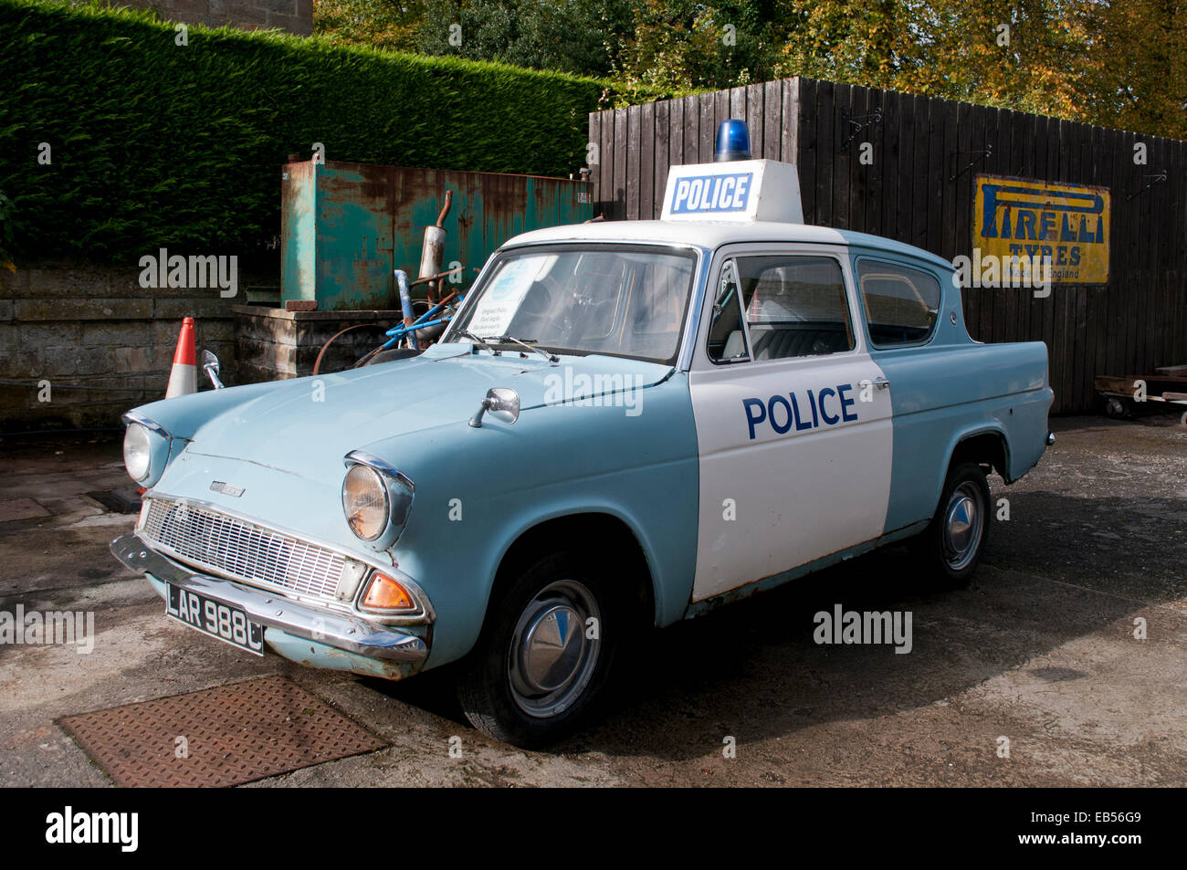Police Ford Anglia Panda Car used in the ITV programme Heartbeat Stock Photo