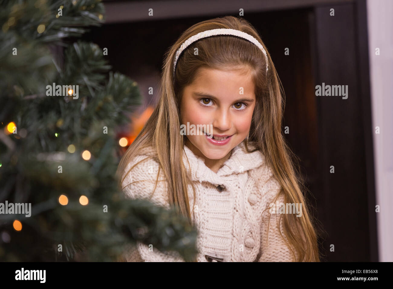 Portrait of a cute little girl at christmas Stock Photo - Alamy
