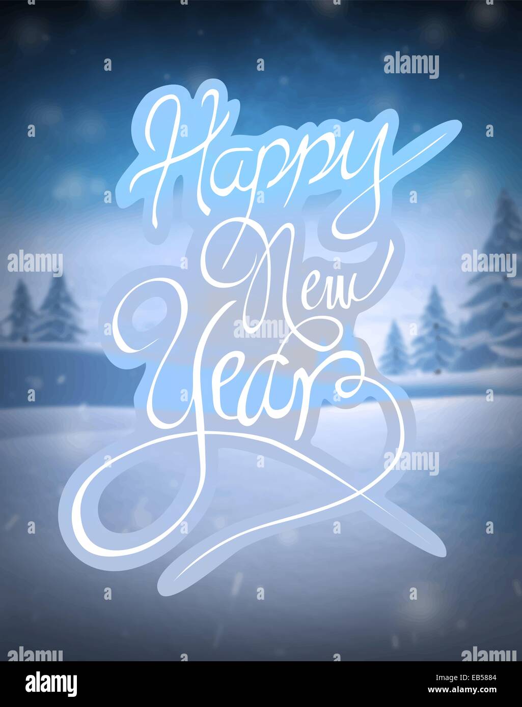 Happy new year vector on snowy background Stock Vector Image & Art Alamy