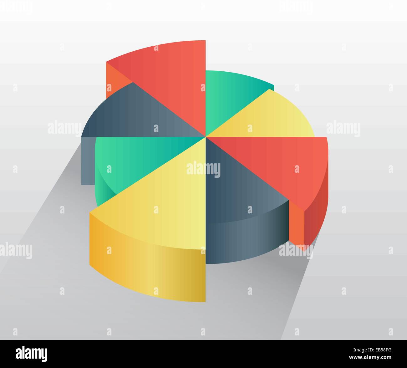 Pie chart graphic in green grey red and yellow Stock Vector