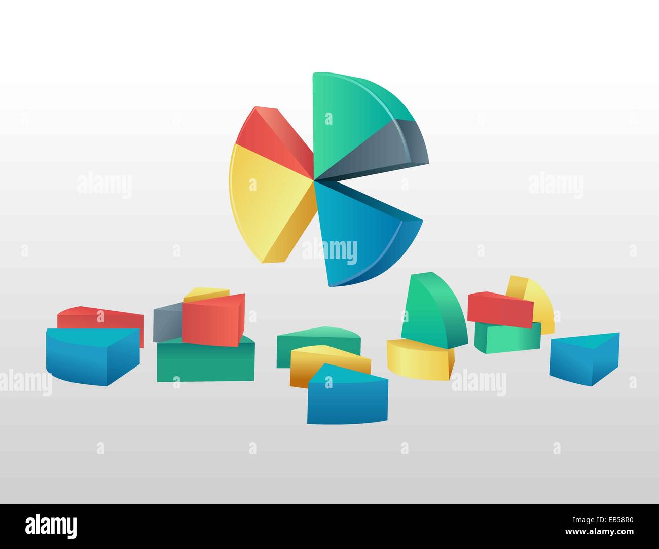 Pie chart with segments broken off Stock Vector