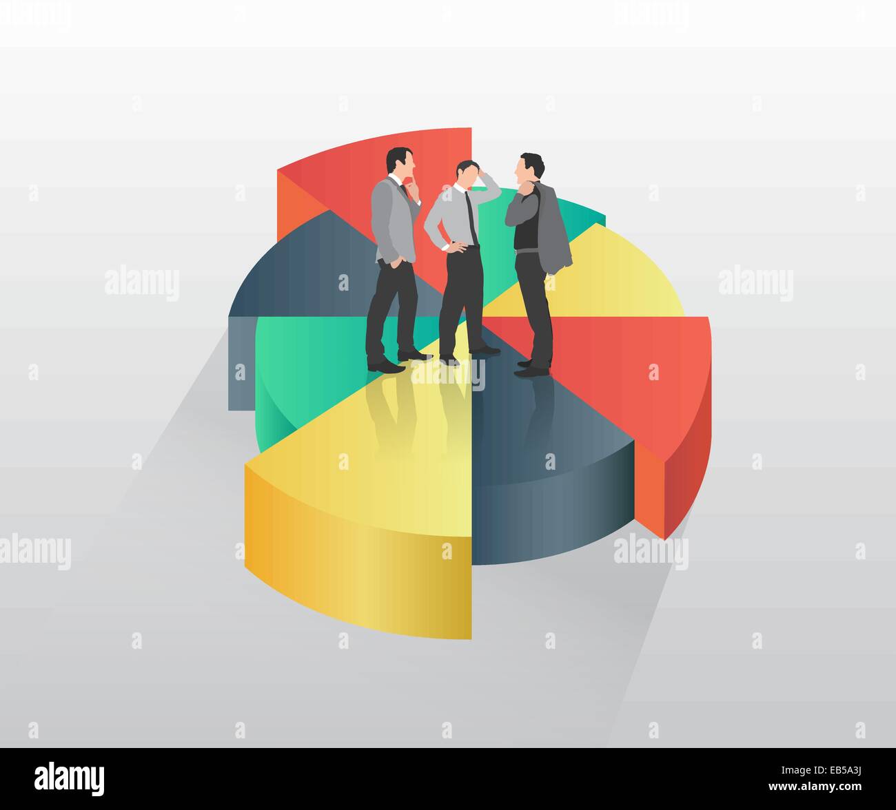 Businessmen standing on pie chart Stock Vector