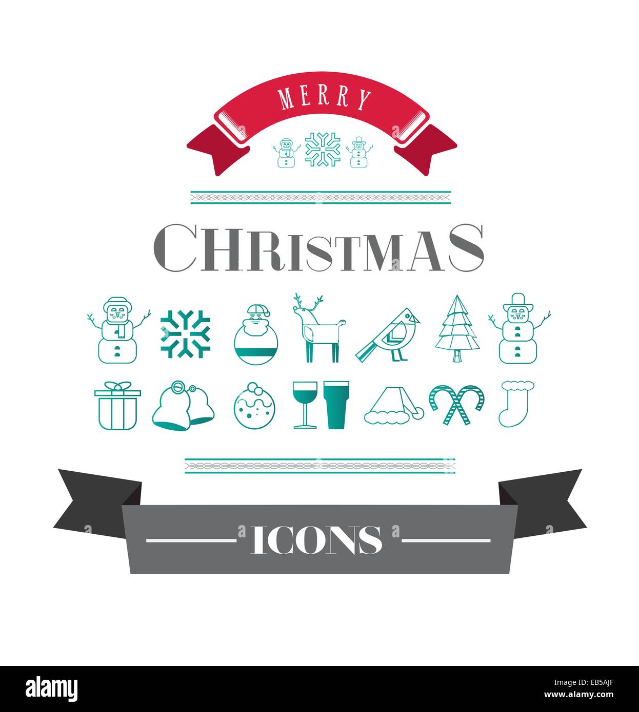 Merry christmas vector with icons Stock Vector