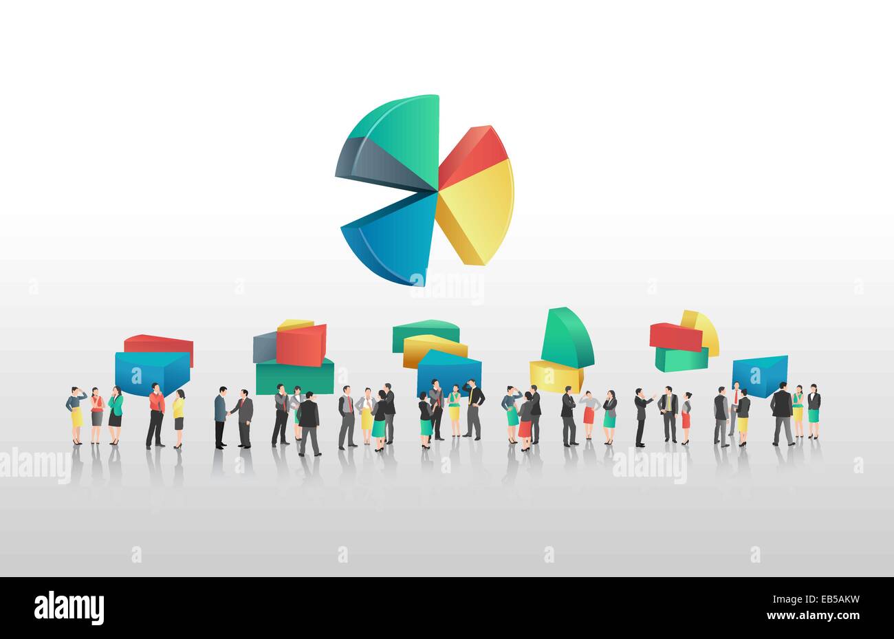Business people with pie chart graphic Stock Vector