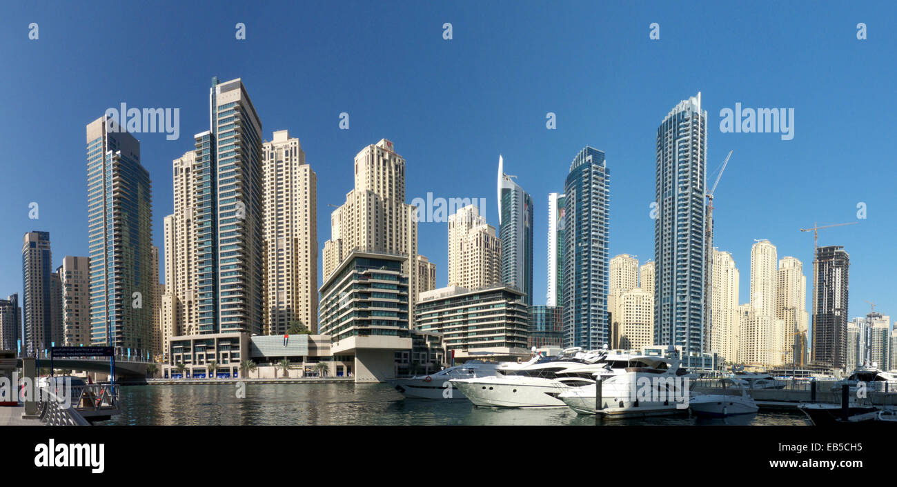 UAE Dubai Skyline Metropolis Dubai Marina skyscrapers Stock Photo