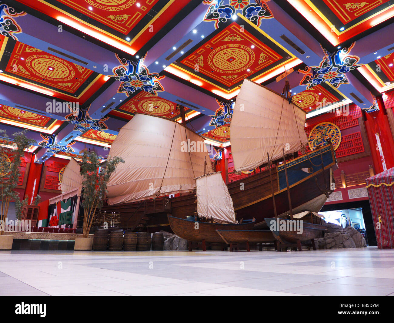 UAE Dubai Shopping Mall outside of downtown Dubai. Chinese fishing boat