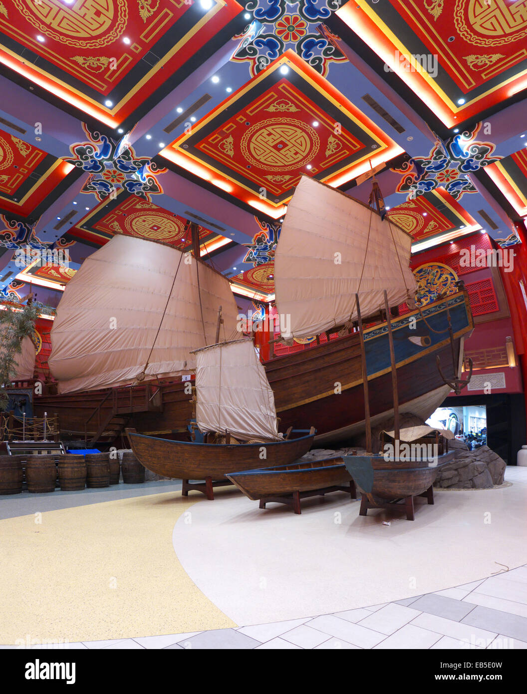 UAE Dubai Shopping Mall outside of downtown Dubai. Chinese fishing boat