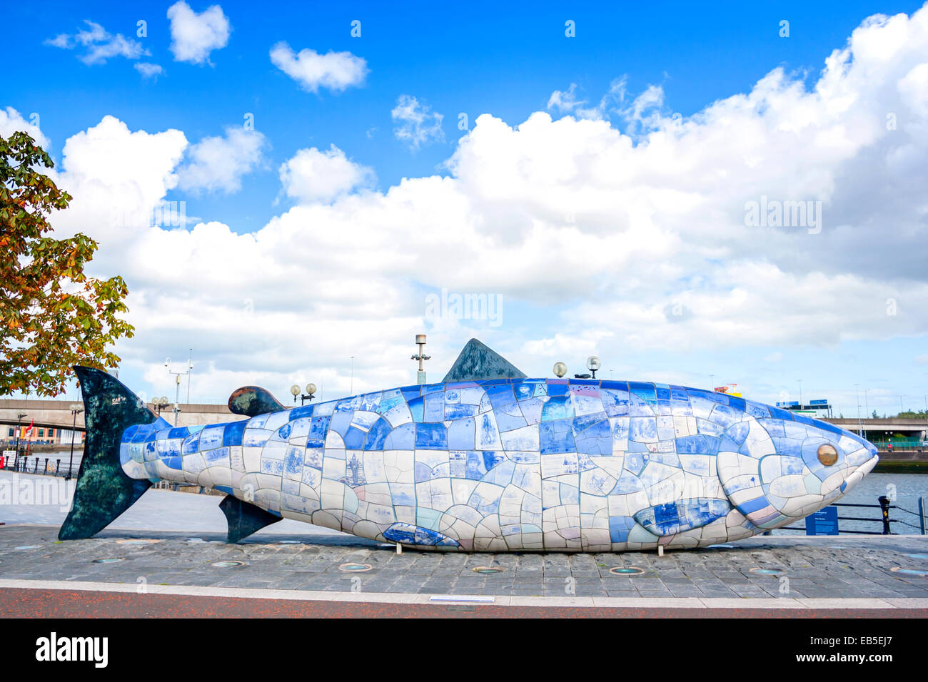Belfast, Northern Ireland - Aug 19, 2014: Ceramic mosaic fish in Belfast, Northern Ireland on August 19, 2014 Stock Photo