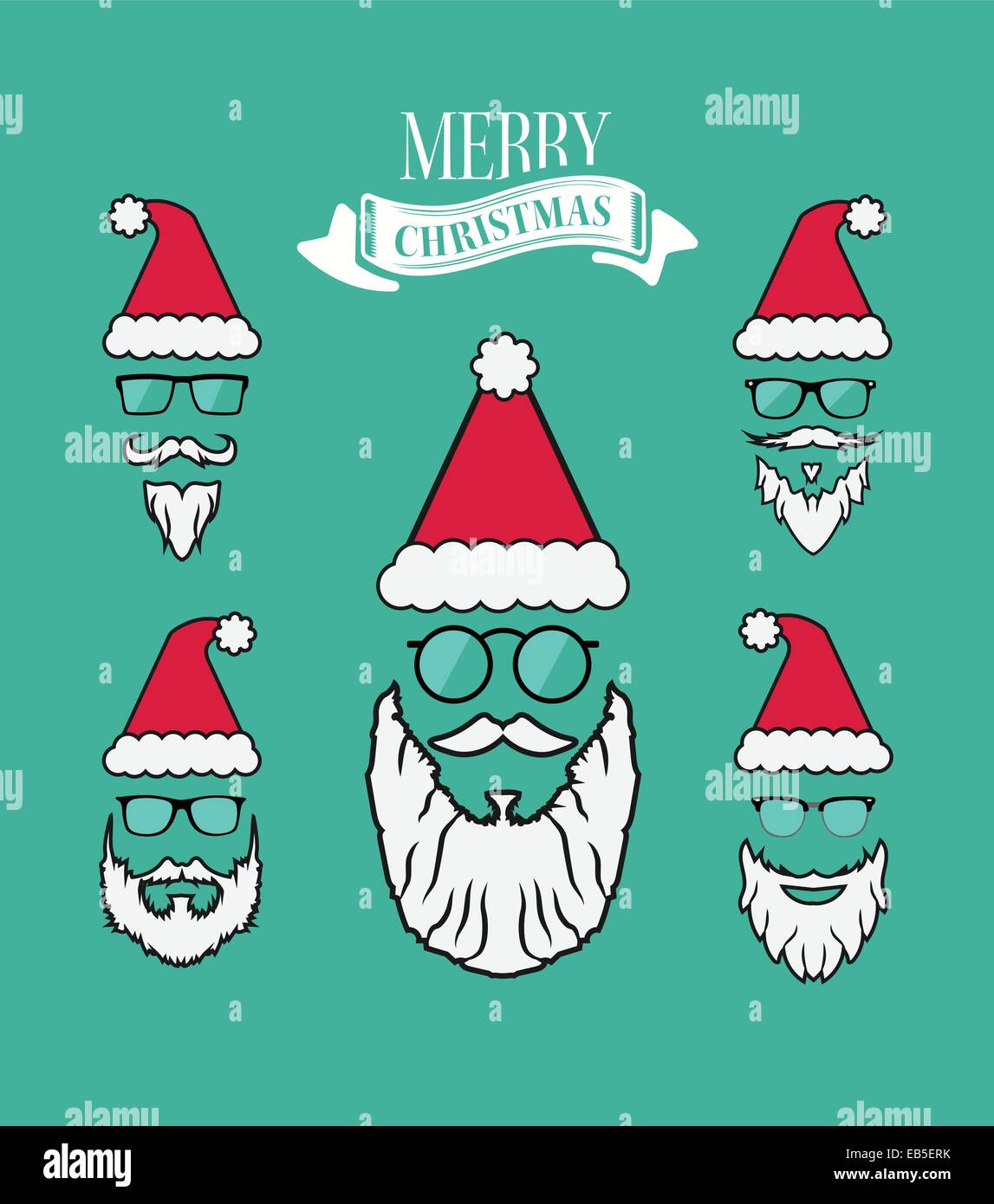 Merry christmas vector with santa beards Stock Vector