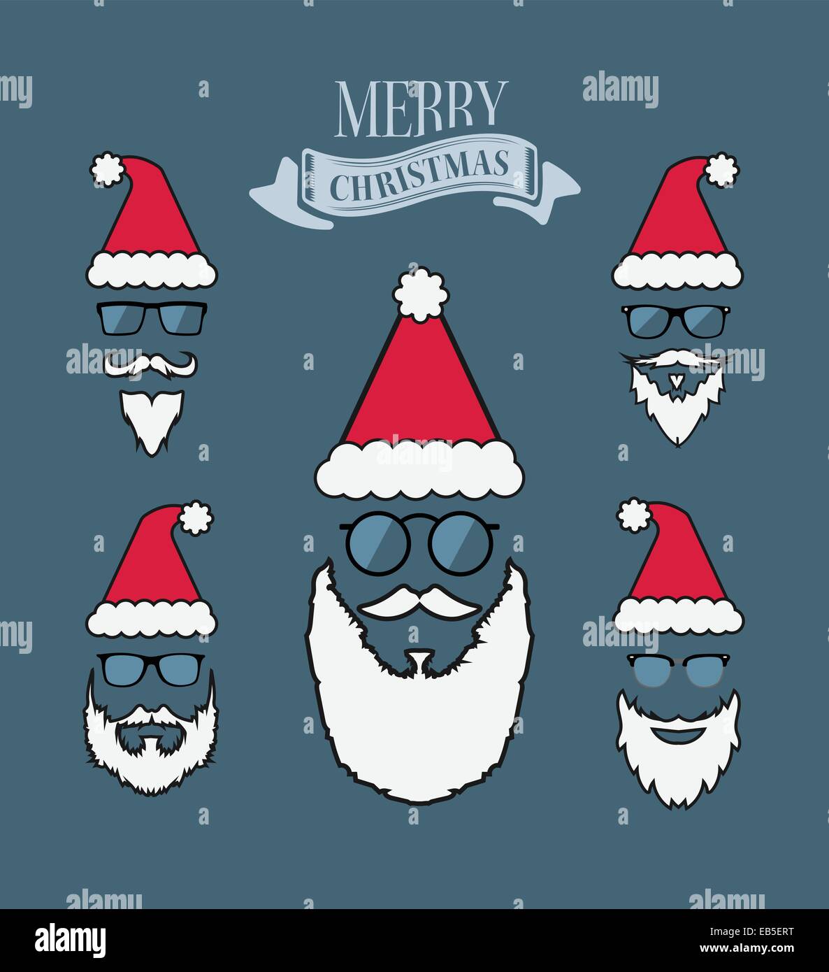 Merry christmas vector with santa beards Stock Vector