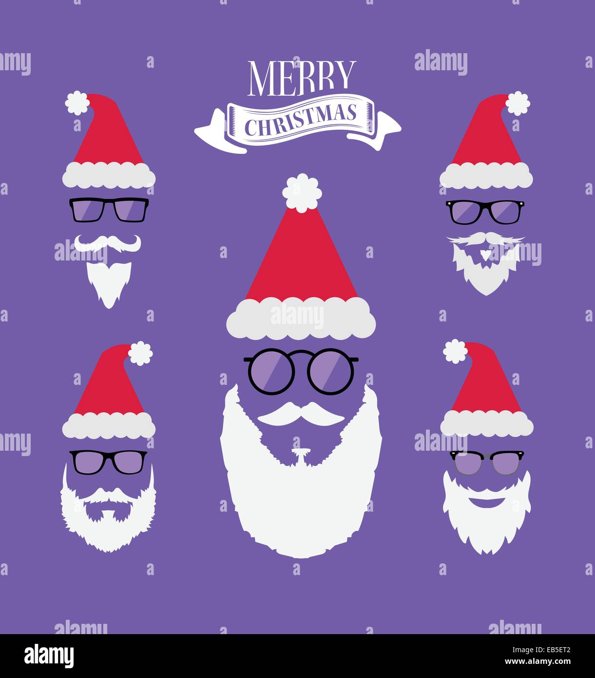 Merry christmas vector with santa beards Stock Vector