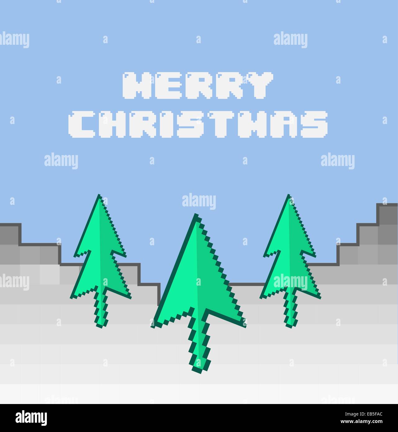 Merry christmas vector in retro video game style Stock Vector