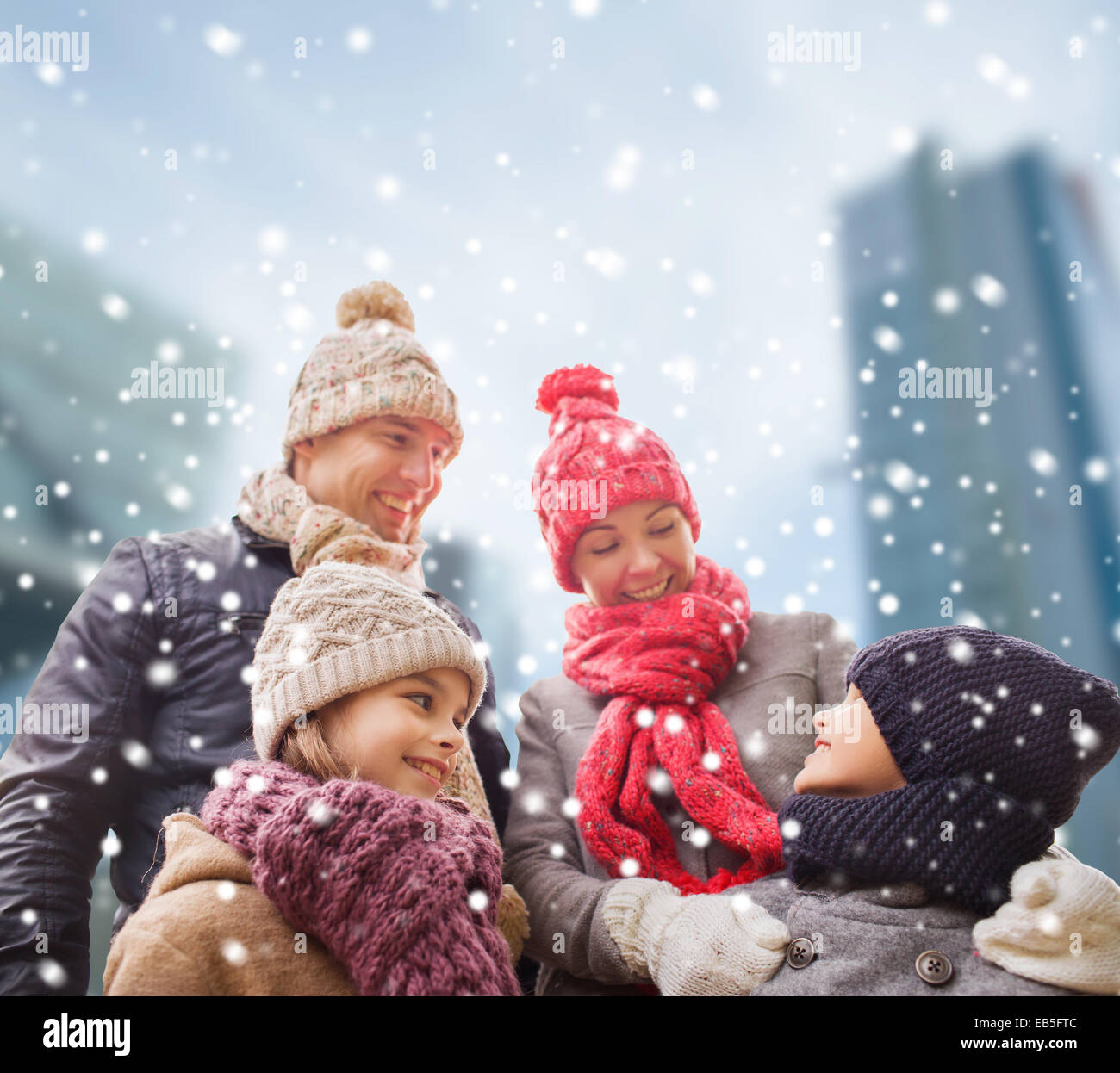 happy family in winter clothes outdoors Stock Photo - Alamy