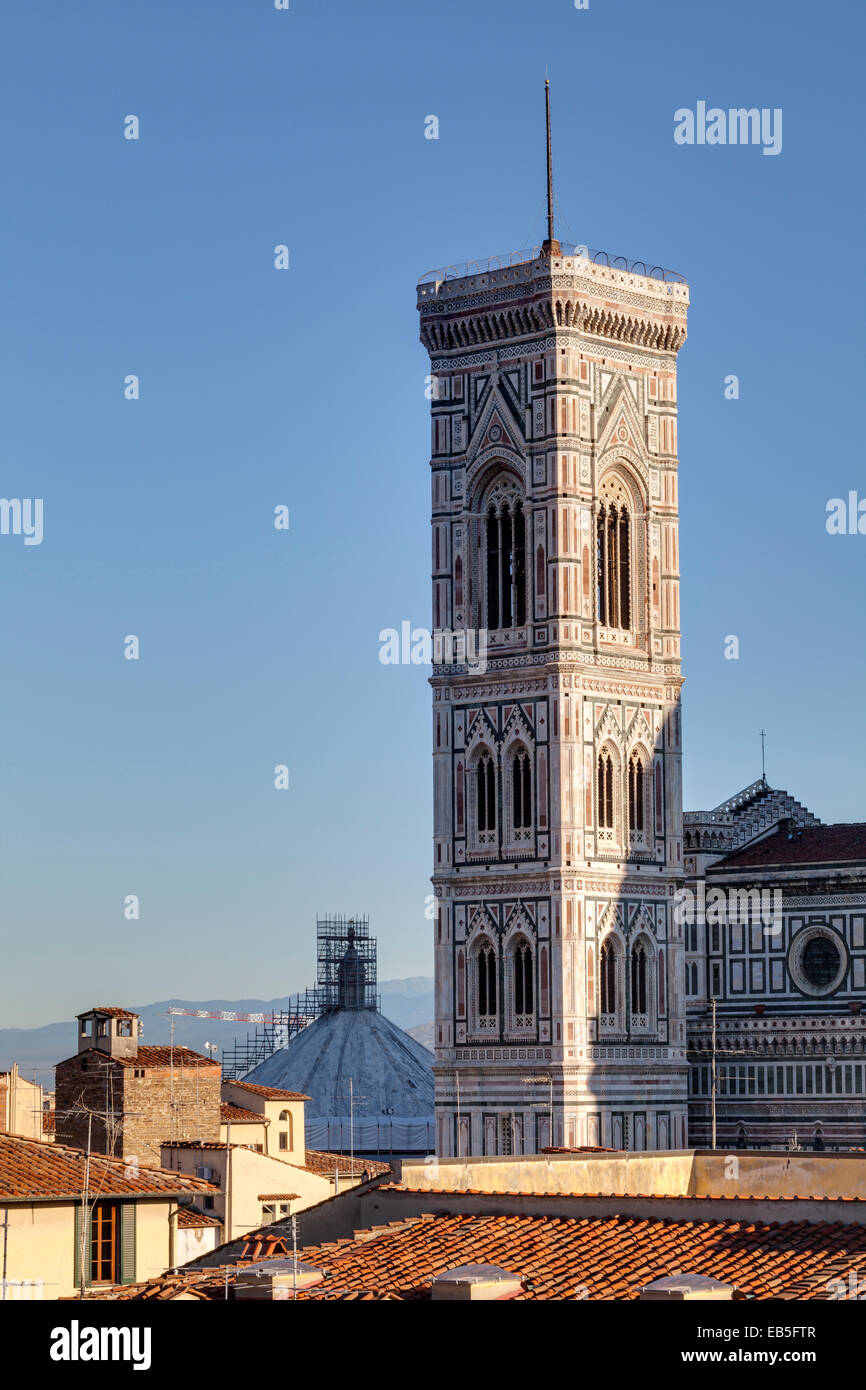 The belltower of Basilica di Santa Maria del Fiore otherwise known as the Duomo in Florence, Tuscany, Italy. The Duomo is the ma Stock Photo