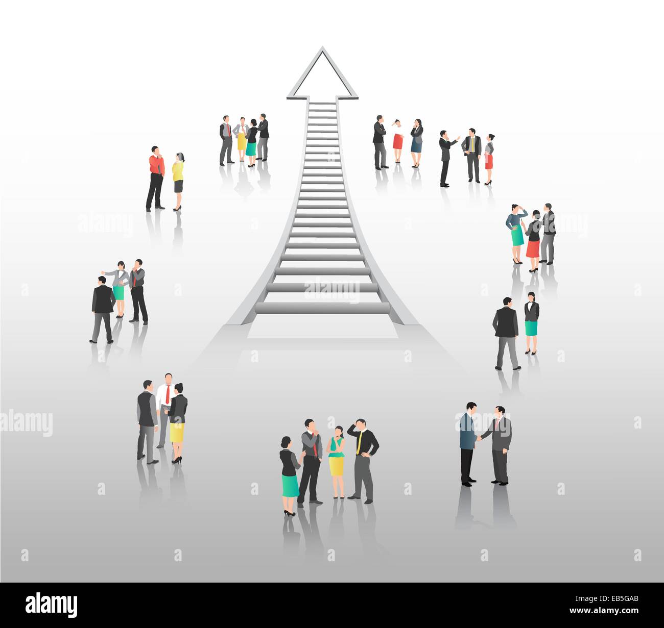 Business people standing with ladder arrow Stock Vector