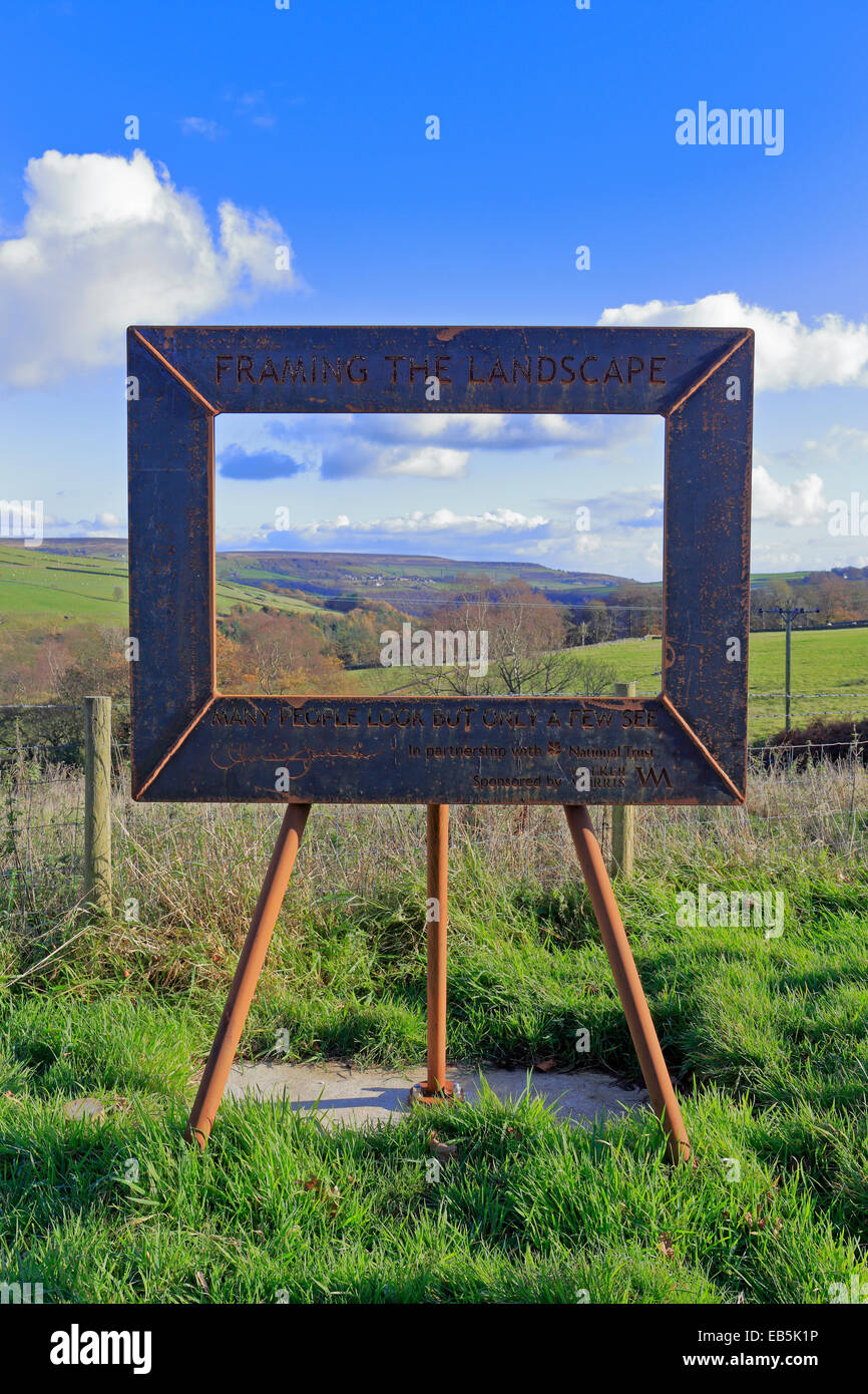 Framing the Landscape Installation, Hardcastle Crags, West Yorkshire, England, UK. Stock Photo