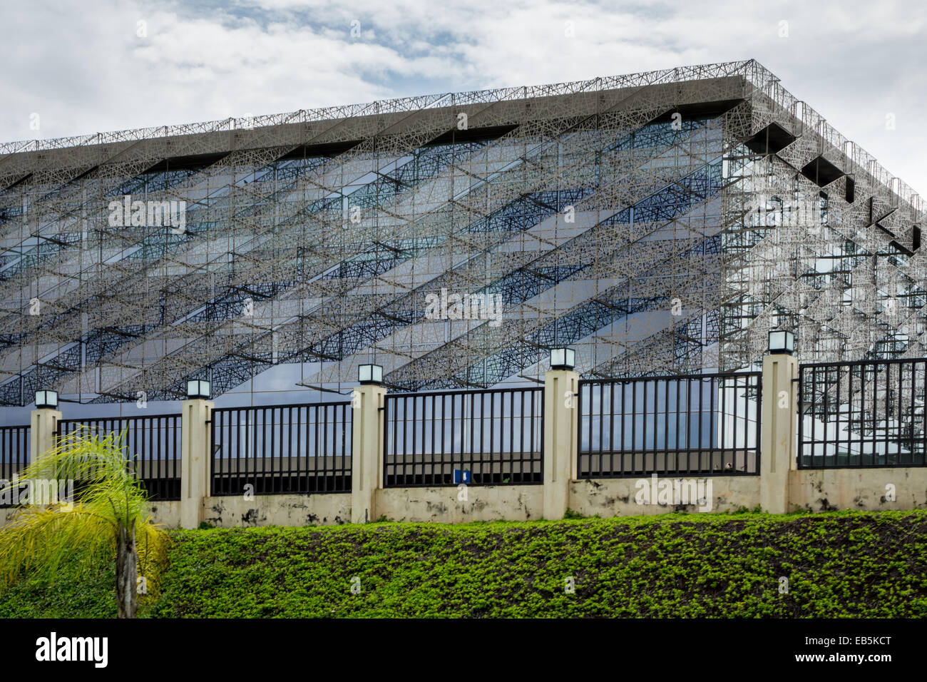 Facade of modern convention or conference center building in the capital city of Malabo, Equatorial Guinea, Africa Stock Photo