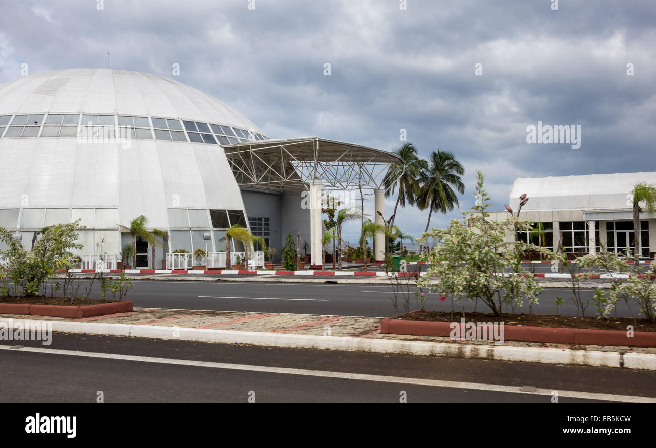 Restaurant entrance at convention or conference center in the capital city of Malabo, Equatorial Guinea, Africa Stock Photo