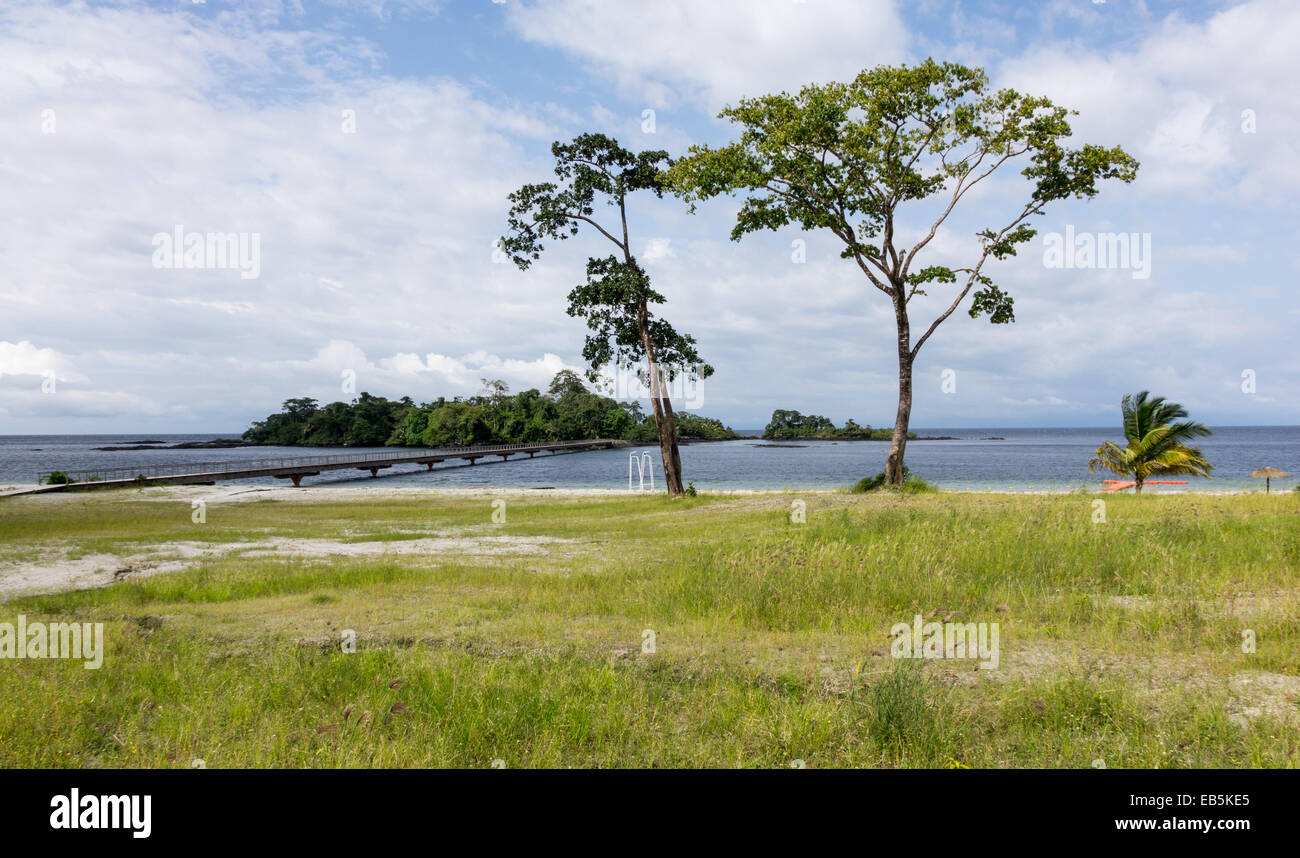 Ecological island in the sea in Sipopo near the capital city of Malabo, Equatorial Guinea, Africa Stock Photo