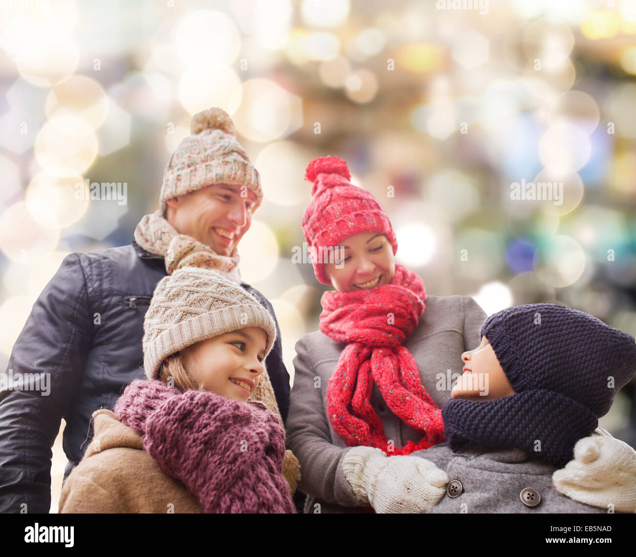 happy family in winter clothes outdoors Stock Photo - Alamy