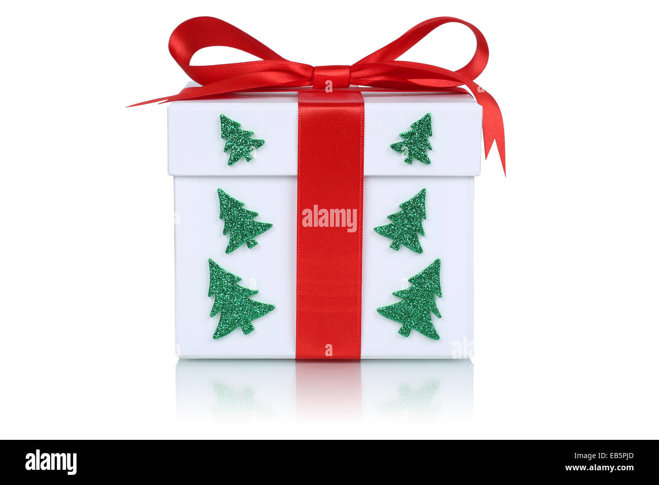 Gift box with Christmas tree isolated on a white background Stock Photo ...