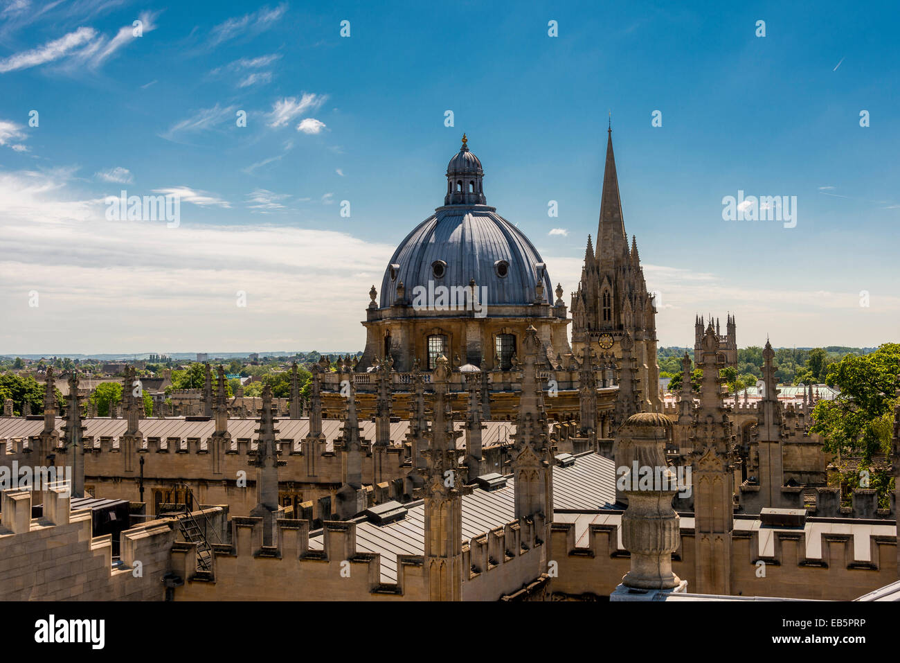 Looking across the rooftops of Oxford to the Radcliffe Camera and the ...