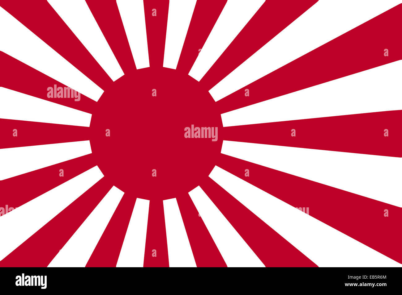 The rising sun Japanese flag in red and white Stock Photo