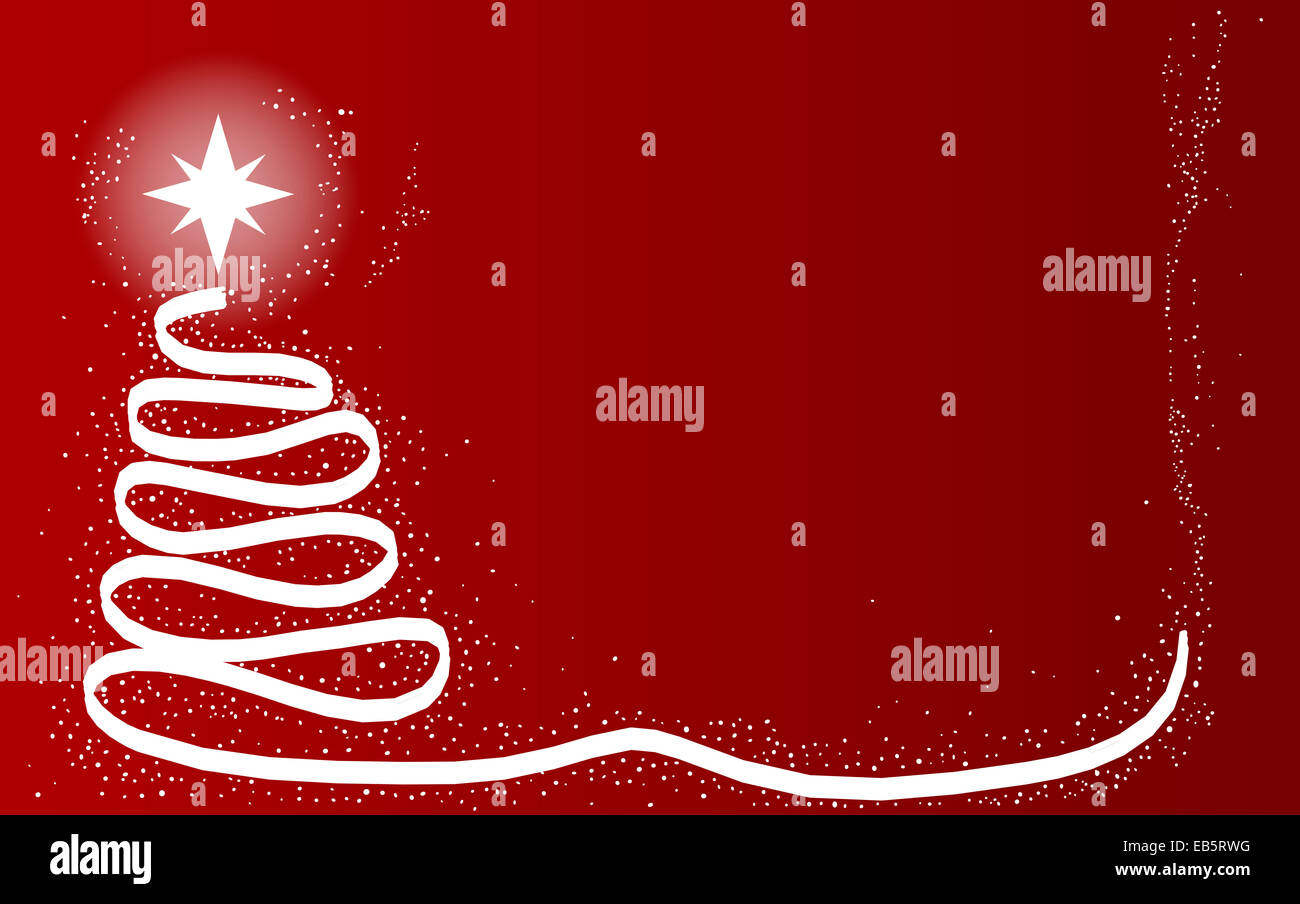 A red Christmas background with a ribbon tree and bright star Stock ...