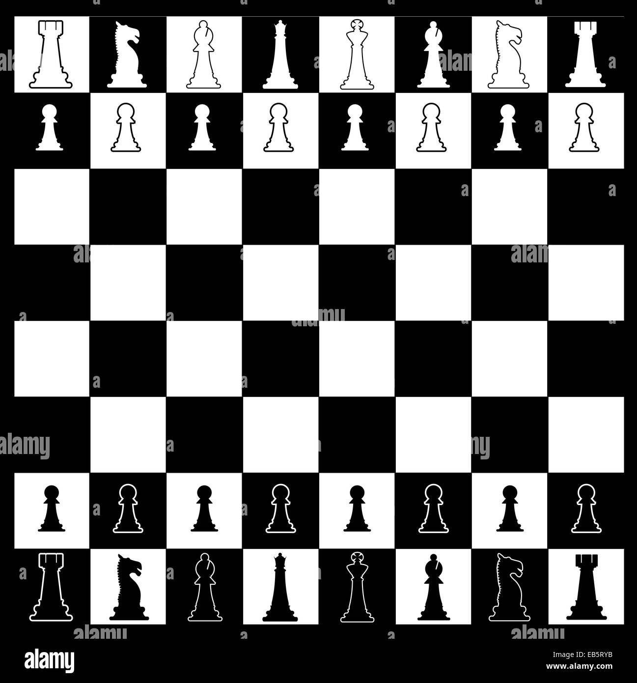 Layout of a chess board in black and white Stock Photo