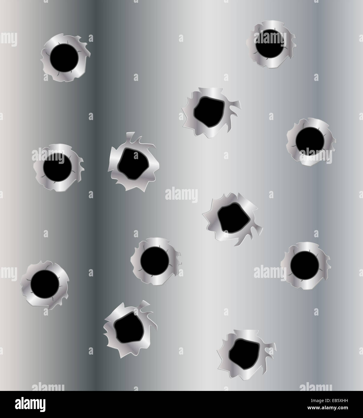 Bullet holes on a metal background Stock Photo
