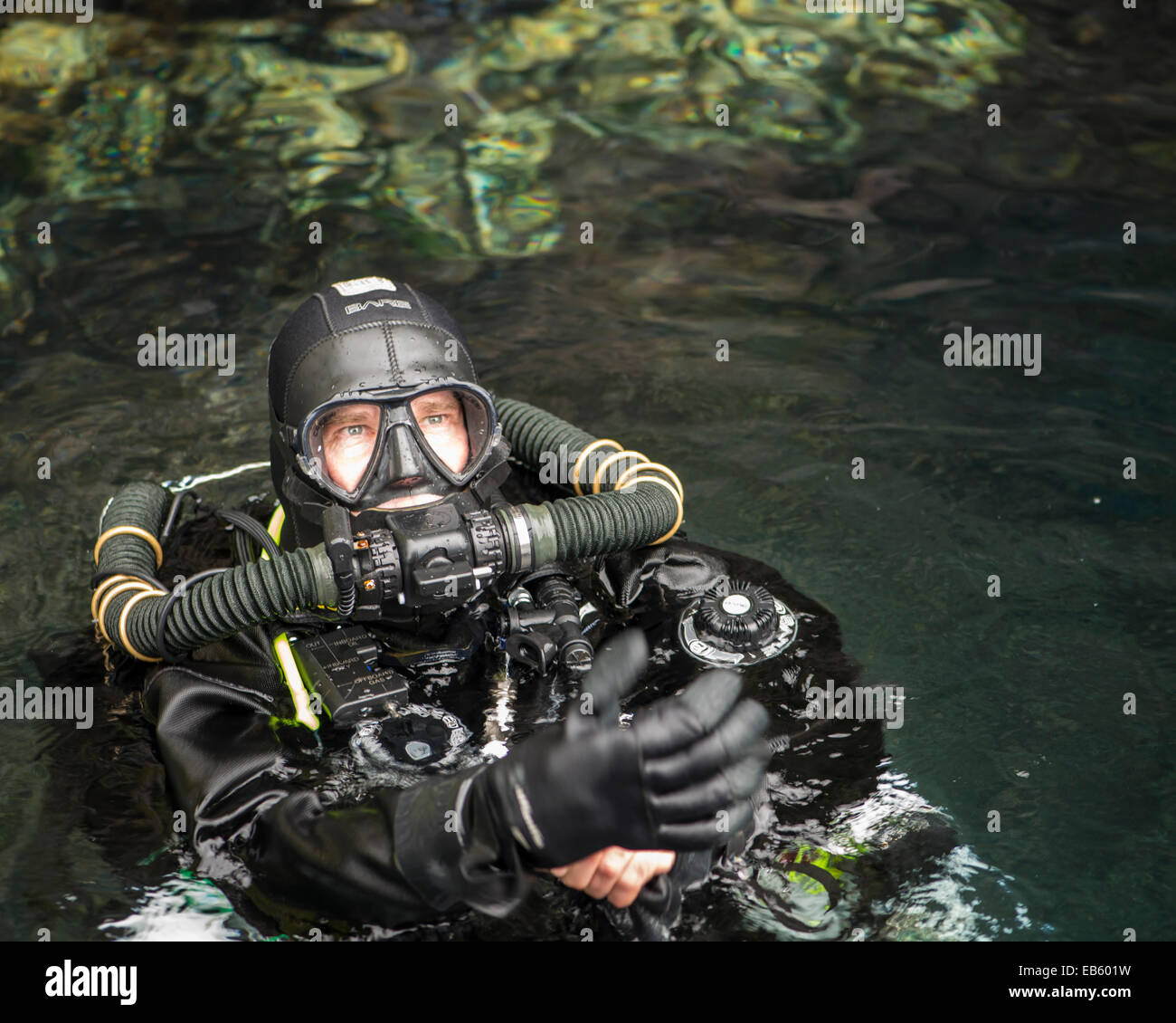 Technical diver in NZ fiordland Stock Photo Alamy