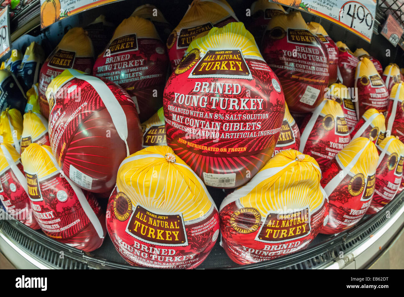 Trader Joe's house brand turkeys for sale in a Trader Joe's supermarket