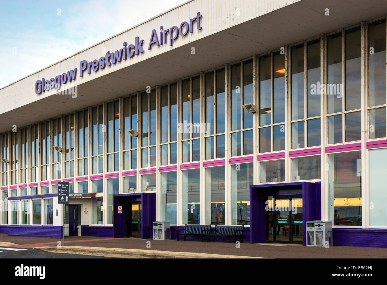 Front entrance to Glasgow Prestwick Airport, Prestwick, Ayrshire, Scotland, UK Stock Photo