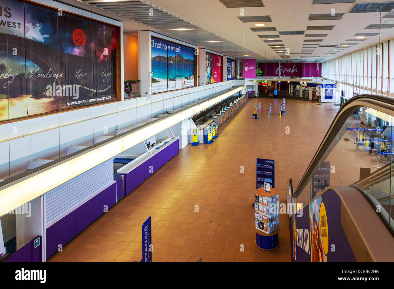 Interior and main concourse of Prestwick Glasgow Airport, Prestwick
