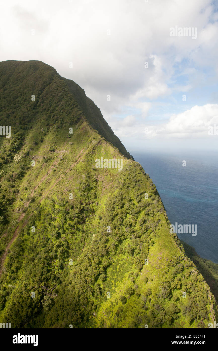 Hawaii Island Kaunakakai Molokai Mountain Mountains Vista Stock Photo