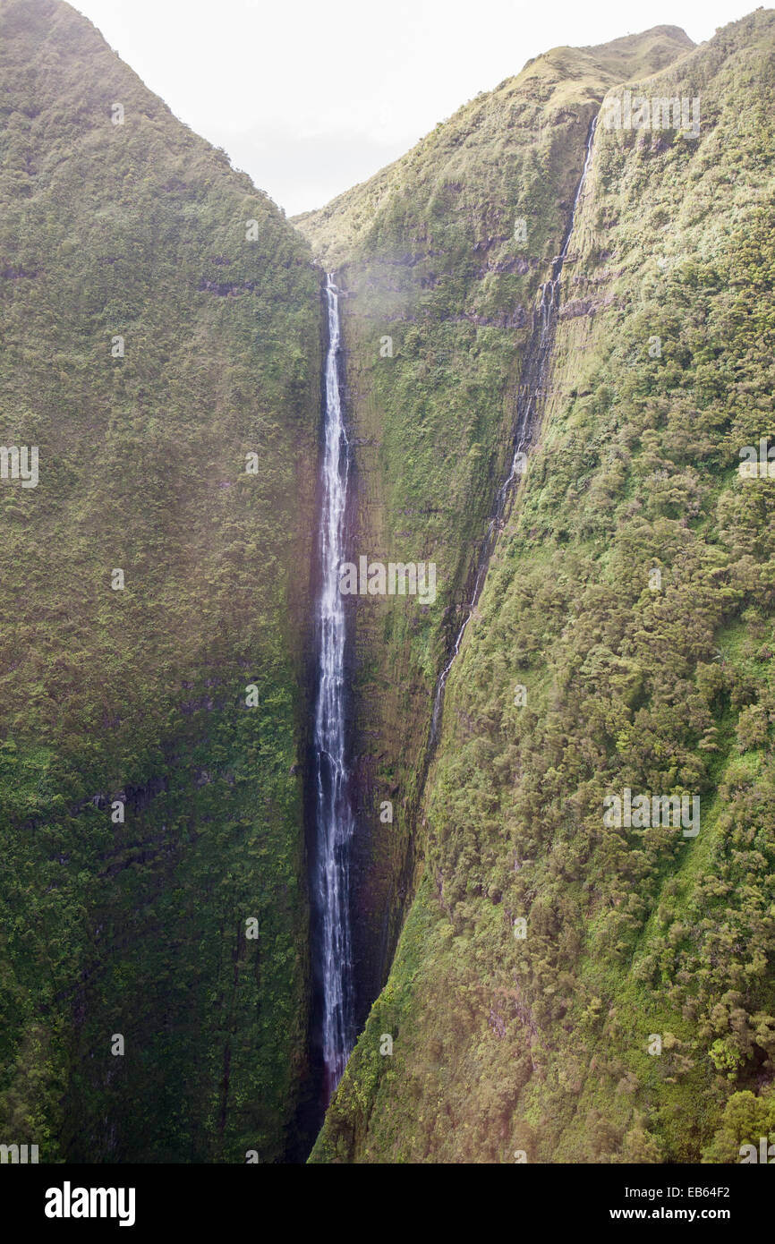 Hawaii Island Kaunakakai Molokai Mountain Mountains Vista Water Falls Stock Photo