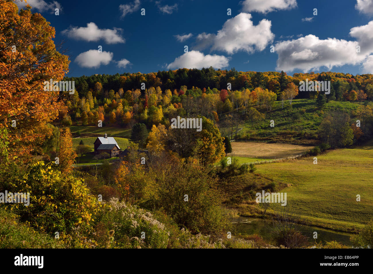 Morning light on Sleepy Hollow Farm on Cloudland Road Woodstock Vermont