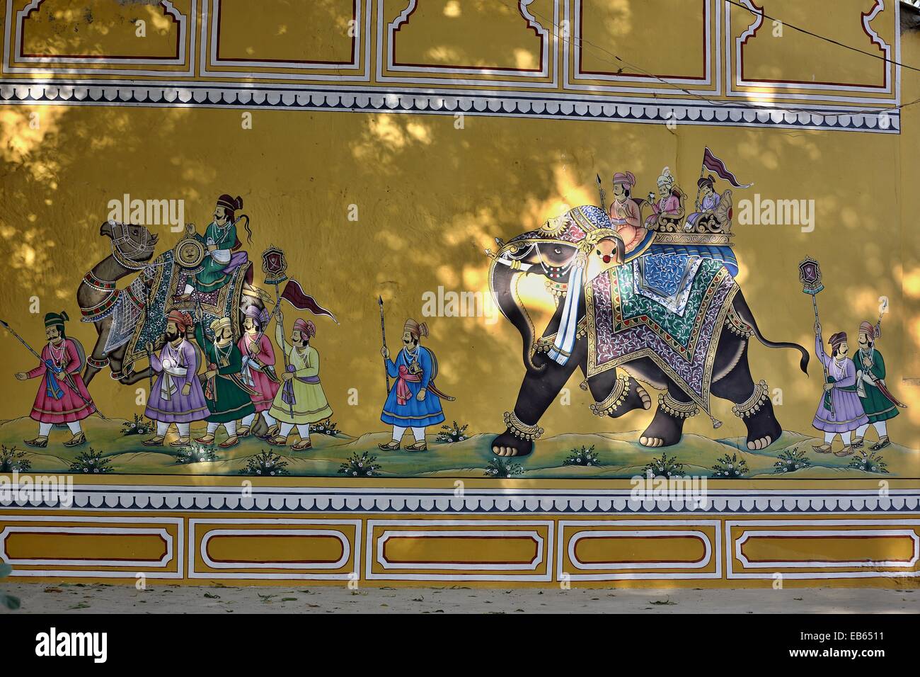 Rajasthani wall painting India Stock Photo Alamy