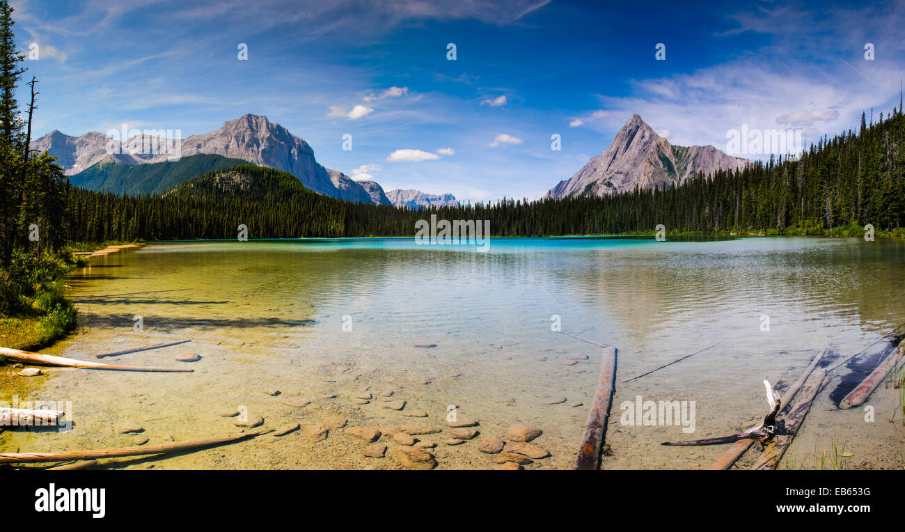 Scenic summer mountain hiking landscapes of Karst Springs and Watridge Lake, Spray Lakes