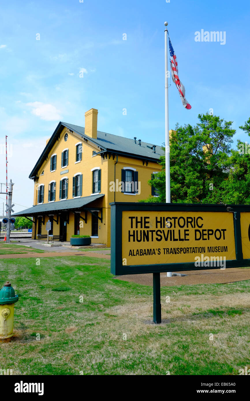 Historic Passenger Train Depot Huntsville Alabama AL US USA Stock Photo