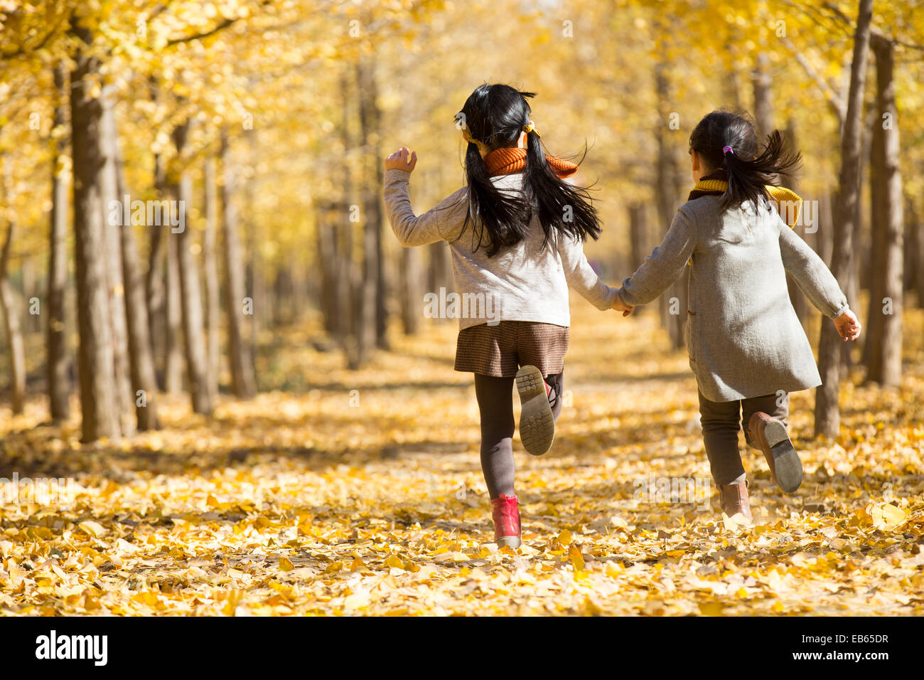 Two girls running holding hands hi-res stock photography and images - Alamy