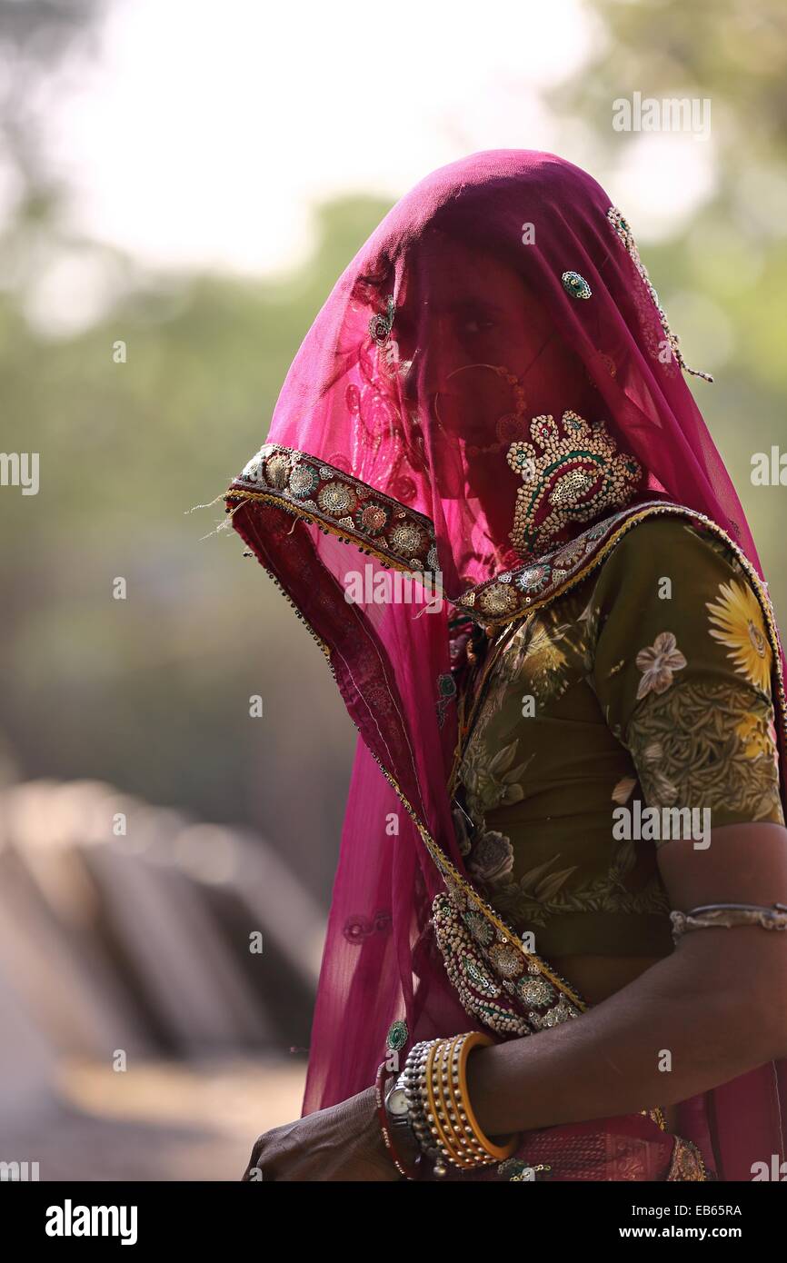 Indian woman portrait Rajasthan India Stock Photo
