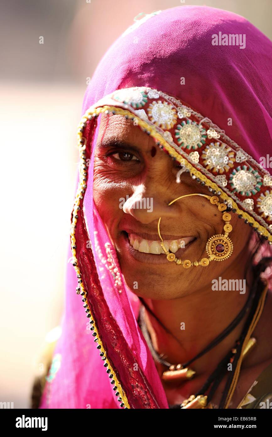 Indian woman portrait Rajasthan India Stock Photo