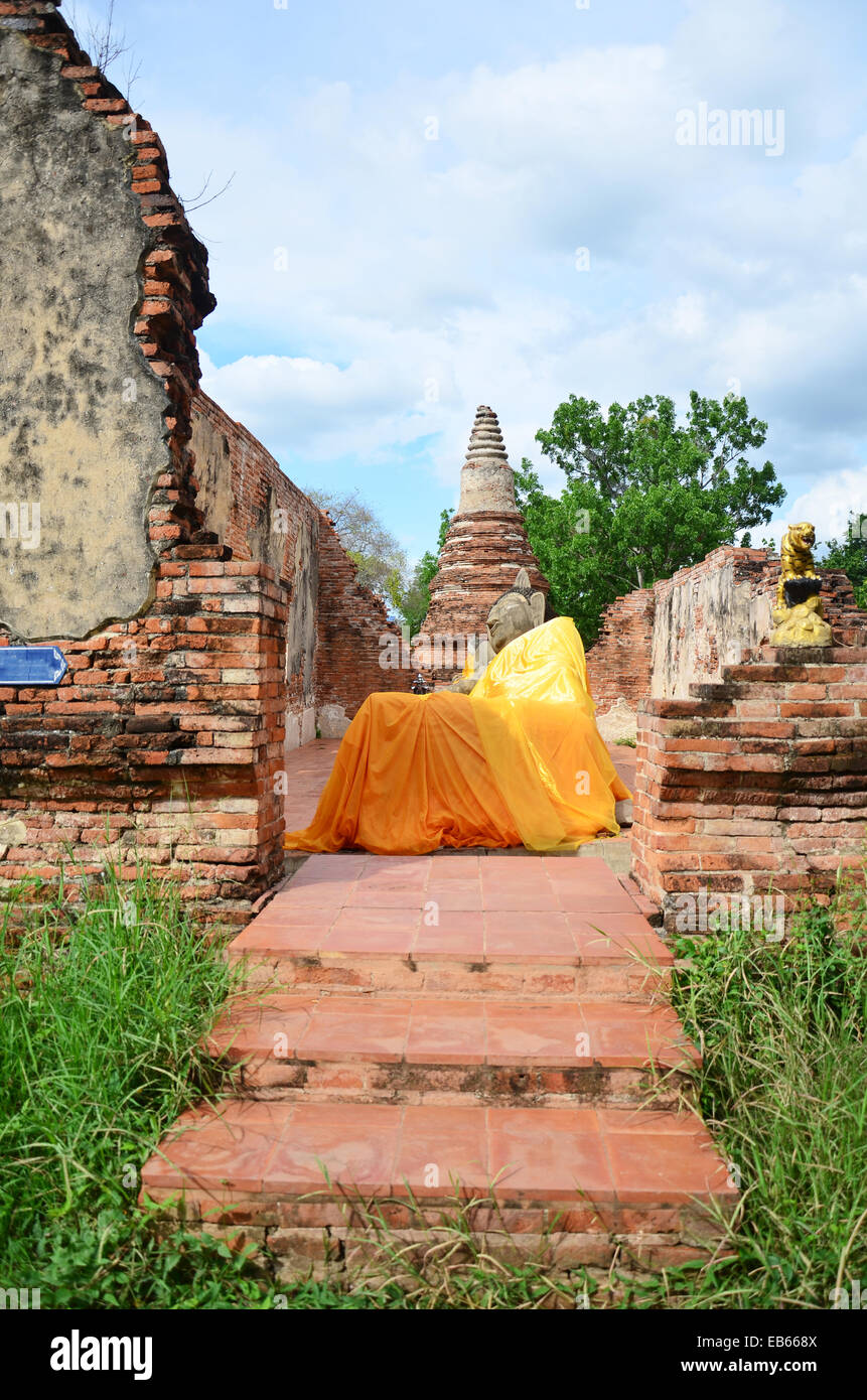 Reclining Budda of Phutthaisawan Temple Ayutthaya , Thailand Stock Photo