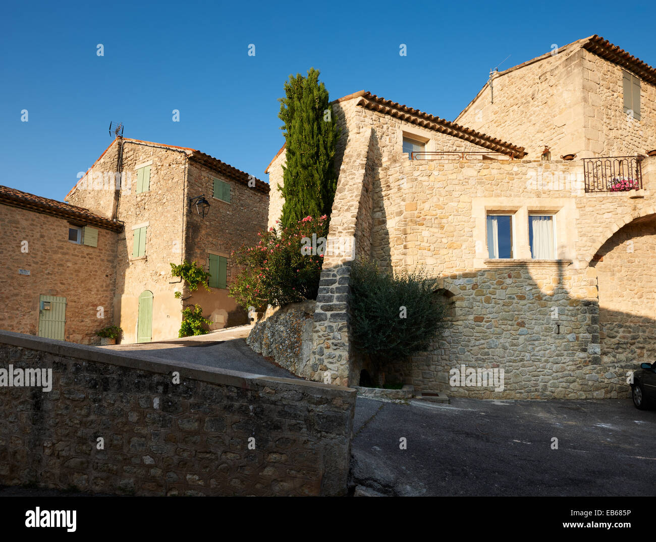 Typical French Provence architecture, stone houses in Grambois village, France Stock Photo