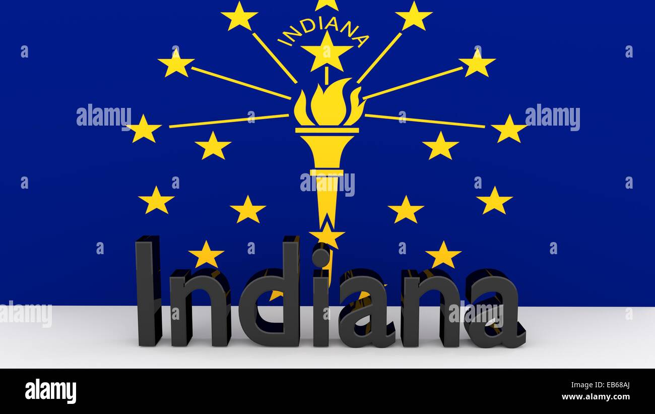 Writing with the name of the US state Indiana made of dark metal in ...